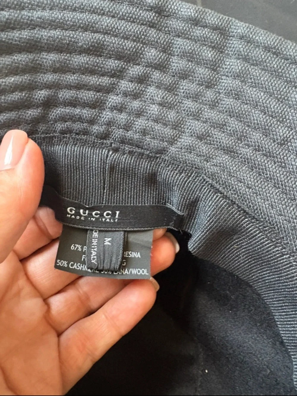 Gucci Black Bucket Hat with White Stripe Band